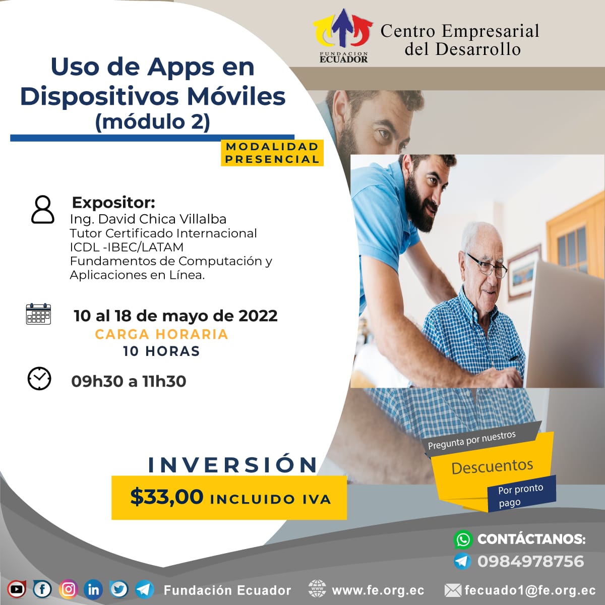 Uso de Apps en dispositivos móviles (Módulo 2) para adultos mayores -  Fundación Ecuador